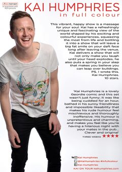 Kai Humphries In Full Colour Edinburgh Fringe 2016 flyer reverse