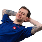 Connor Burns reclining in whitespace
